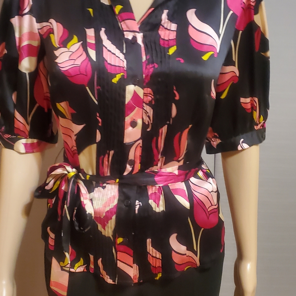 Womens Bebe Silk Blouse VINTAGE - Picture 2 of 9
